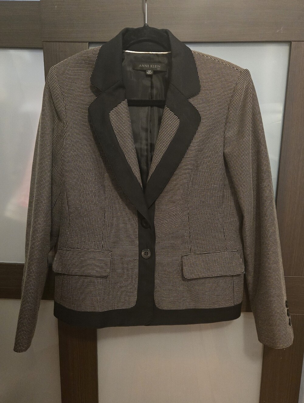 Anne Klein Black & White Blazer with Black Trim